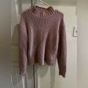 Pink Mock Neck Knit Sweater